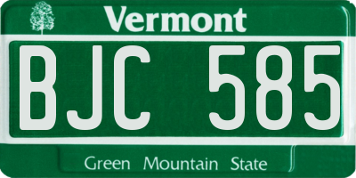 VT license plate BJC585