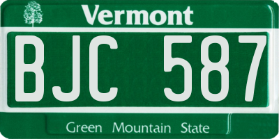 VT license plate BJC587