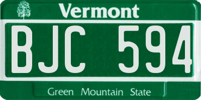 VT license plate BJC594