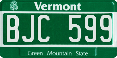 VT license plate BJC599