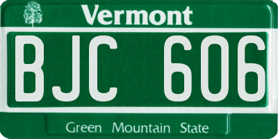 VT license plate BJC606