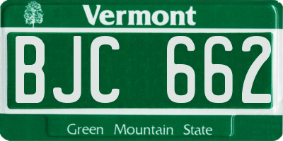 VT license plate BJC662