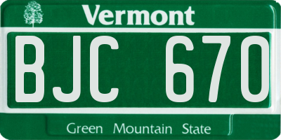 VT license plate BJC670