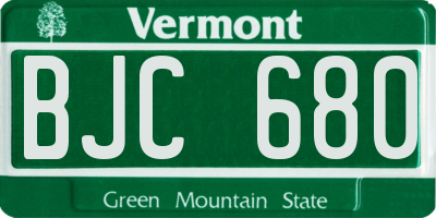 VT license plate BJC680