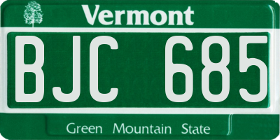 VT license plate BJC685