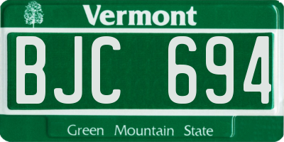 VT license plate BJC694