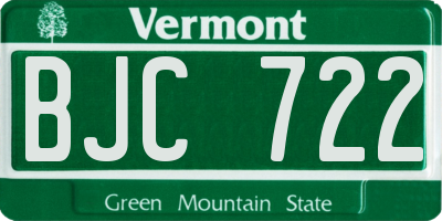 VT license plate BJC722