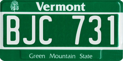 VT license plate BJC731