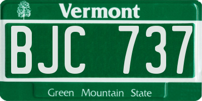 VT license plate BJC737