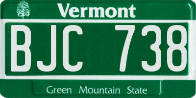 VT license plate BJC738