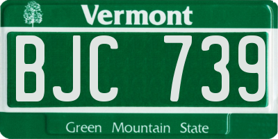 VT license plate BJC739