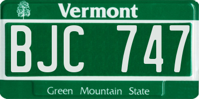VT license plate BJC747