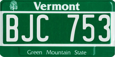 VT license plate BJC753