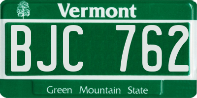 VT license plate BJC762