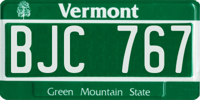 VT license plate BJC767