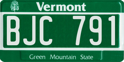 VT license plate BJC791