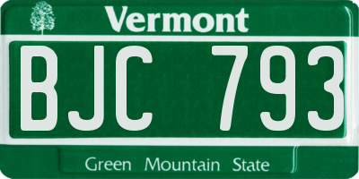 VT license plate BJC793