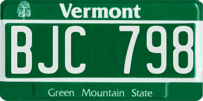 VT license plate BJC798