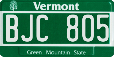VT license plate BJC805