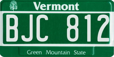 VT license plate BJC812