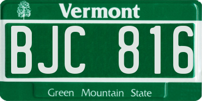 VT license plate BJC816