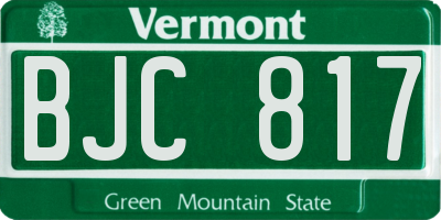 VT license plate BJC817