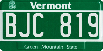 VT license plate BJC819
