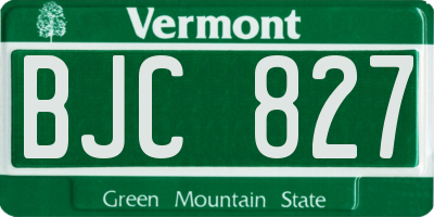 VT license plate BJC827