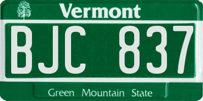VT license plate BJC837