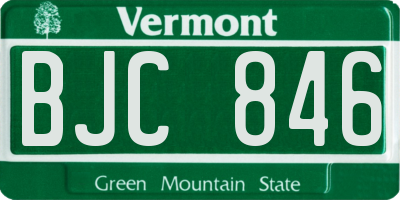 VT license plate BJC846