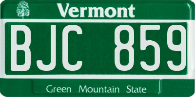 VT license plate BJC859