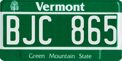 VT license plate BJC865
