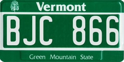 VT license plate BJC866