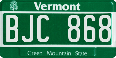 VT license plate BJC868