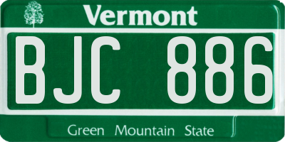 VT license plate BJC886