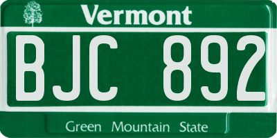 VT license plate BJC892