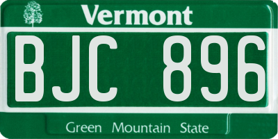 VT license plate BJC896