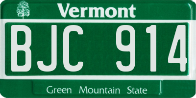 VT license plate BJC914