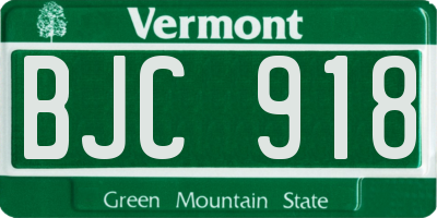VT license plate BJC918