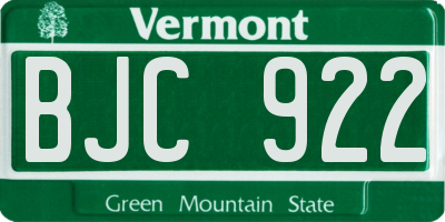 VT license plate BJC922