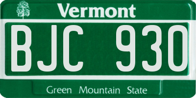 VT license plate BJC930