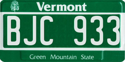 VT license plate BJC933