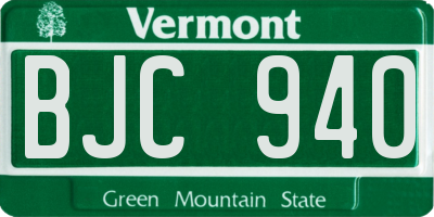 VT license plate BJC940