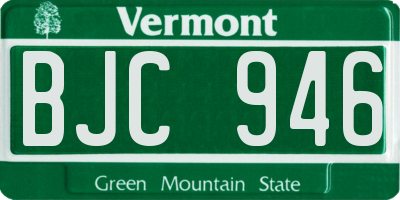 VT license plate BJC946