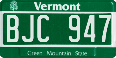 VT license plate BJC947