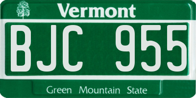 VT license plate BJC955