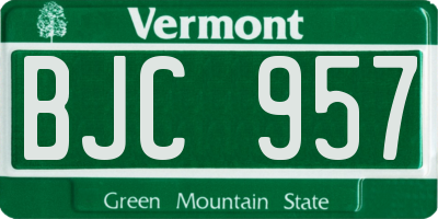VT license plate BJC957