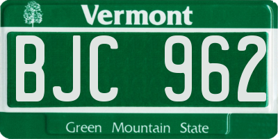 VT license plate BJC962