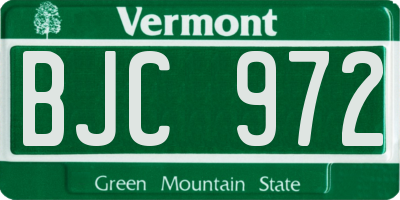 VT license plate BJC972