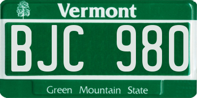 VT license plate BJC980